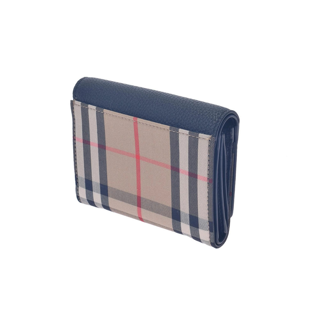 Burberry fold Tri Leather Check Black Canvas Wallet